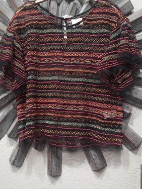 Maeve Multicolor Embroidered Stripe Top